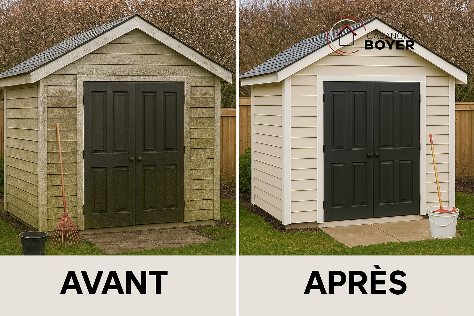 Avant après nettoyage de cabanon